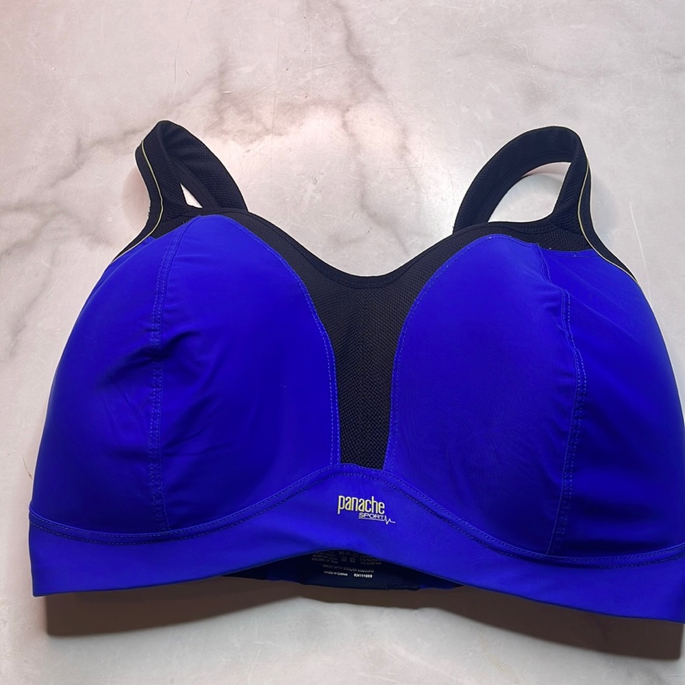 Panache Blue and Black High-Impact Sports Bra
